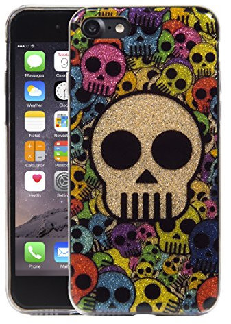 Bubblegum Cases for iPhone Models GLITTER PINK EDITION Exclusive Soft Gel Funky Cases (iPhone 5 5S SE, 5: Rainbow Skull)