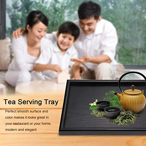 Tray Tea Wooden, Serving Tray Rectangle Tray Apply to Tea and Coffee or Food Butler Serving Tray for Dining Tableware, Table Decor etc. (Black)(30 x 20 x 2cm)
