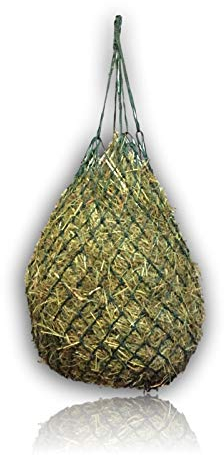 Filet à foin extra large pour chevaux – Mailles de 5 cm x 5 cm – Doublure adaptée à l'animal – Meilleure digestion – Sac fourre-tout pour poneys, chevaux, chèvres (vert foncé)