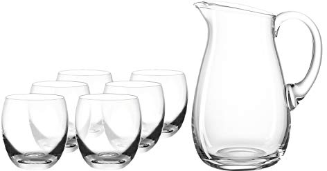 Leonardo Cheers Getränke-Set, spülmaschinengeeignete Wasser-Gläser und Glas-Krug mit Griff, 7er Set, 400 ml und 1750 ml, 032826