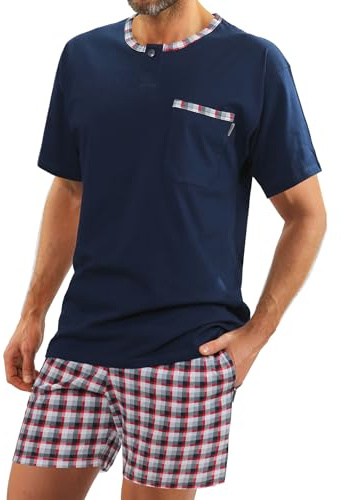 sesto senso Pigiama Uomo Corto Cotone Biancheria da Notte Pigiami Due Lingerie Maniche Corte Pantaloni Corti