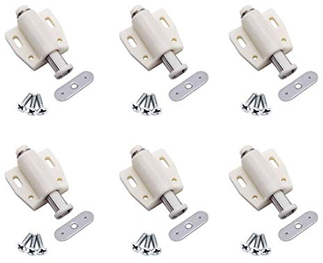 Concisea 6 Stück Magnet Druckschnäpper Schnäpper Federschnäpper,Magnetverschluss für Schrank Schublade,Magnetische Entriegelungsriegel zum Öffnen Schließen der Tür mit einem Tastendruck.(Beige)