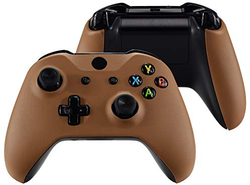 eXtremeRate Cover Grip per Xbox One S X Controller Model 1708,Custodia Frontale Case Scocca Copertura Impugnatura Shell Ricambio per Xbox One S X Joystick-PU Marrone
