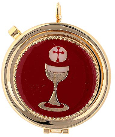 Holyart Custode eucharistique Calice sur Plaque Rouge diam. 5 cm