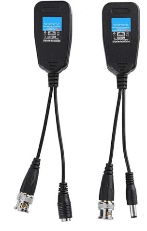 Socobeta 1 Pair Balun Transceiver Passive CCTV Coax BNC Video Transceiver with Power Connector RJ45 Cable Converter