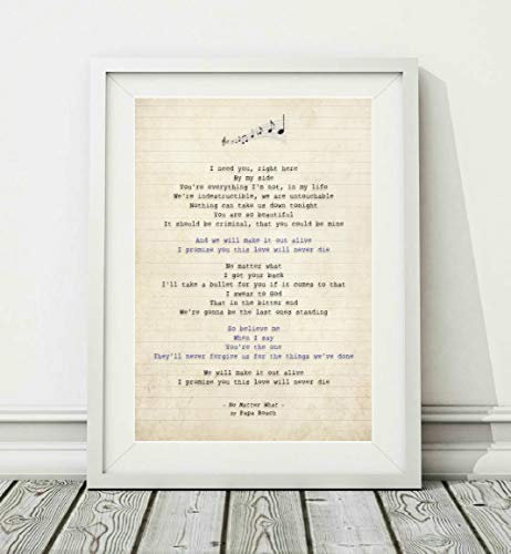 Didymus Co Papa Roach – No Matter What – Songtext Kunstdruck (ungerahmt) – Größen A4 (29,7 x 21 cm) und A3 (42 x 29,7 cm) (A4)
