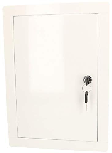 KOTARBAU® Puerta de inspección, 20 x 30 cm, Acero inoxidable, Panel de acceso, Compuerta de fácil acceso, Puerta de revisión, Trampilla para pared o techo, Blanca, Cerradura con llave