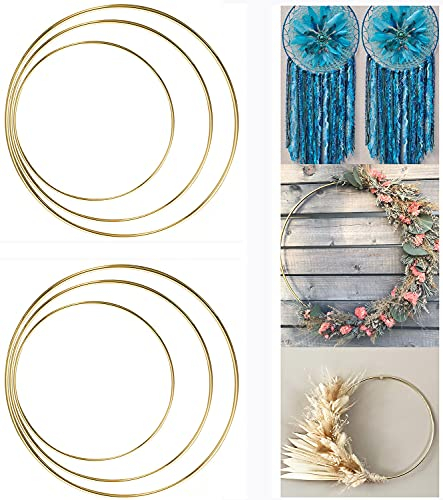 ALEMIN 6 Stück Metallring zum Basteln 20cm 25cm 30cm Gold Blumenkranz Reifen Makramee Ringe Mobile Ring Floral Hoops Traumfänger Ring, Hochzeitskranz, Wandbehänge