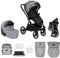 skiddoü 2in1 Oslo, Buggy und Babywanne, multifunktional, Kinderwagen, klappbares Gestell, regulierbar, stoßgedämpfte Räder, Moskitonetz, Fußschutz, Regenschutzfolie, Tasche, hellgrau