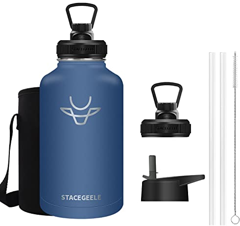 STACEGEELE 2 Litre Coffee Carafe Jugs Double Walled Vacuum Insulated Coffee Pot with Handle for Drink Hot & Cold 24 Hours Retention Stainless Steel Flask for Coffee Tea Beverage 64oz Cobalt