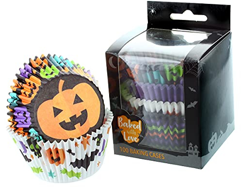 Baked with Love Trick Or Treat Halloween Baking Cases, Baking Cups, Spooky Cupcake Liners - Pack of 100, 0638493