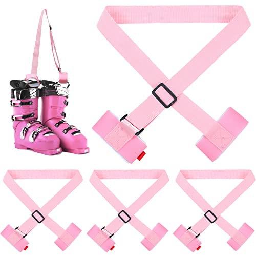 Blulu Ski-Gurte, verstellbare Schulter mit gepolstertem Verschluss, starke Schlaufe für Erwachsene und Kinder, 4 Stück, Pink, as pictures show