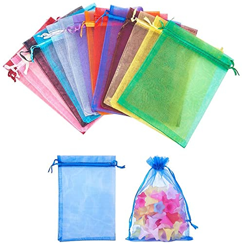 GHEART Organzasäckchen, Organzabeutel, Geschenkbeutel, 7 x 9 cm Säckli Beutel Geschenk, Schmuckbeutel, Bunt Organzabeutel für Süßes Hochzeit/Lavendelsäckchen/Schmuck/Süssigkeiten