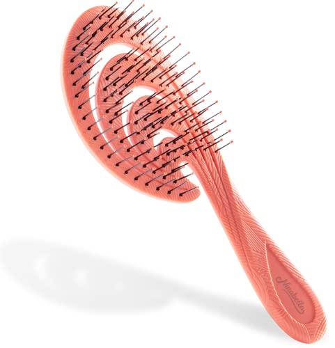 Ninabella Haarbürste ohne Ziepen für Damen, Männer & Kinder - Entwirrbürste für Locken, Lange Haare & Nasses Haar - Nachhaltige Detangler Bürste aus Recyceltem Material - Rot