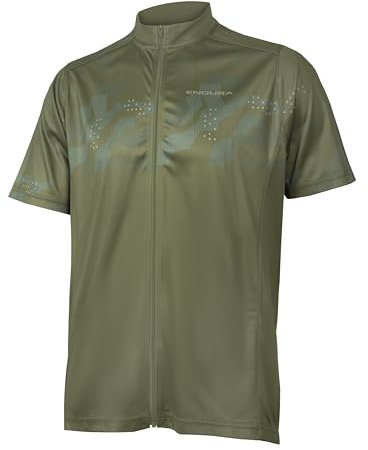Endura Hummvee Ray Short Sleeve Cycling Jersey II |Rapid Wicking |Back Pockets Jersey, Olive Green, XL