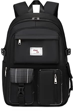 FANDARE Beiläufig Rucksack Schulrucksack Schulranzen Daypacks mit 15.6 Zoll Laptopfach Schultaschen Mädchen Junge Schultaschen für Universität Reisen Freizeit Arbeit Wasserdichtes Polyester Schwarz