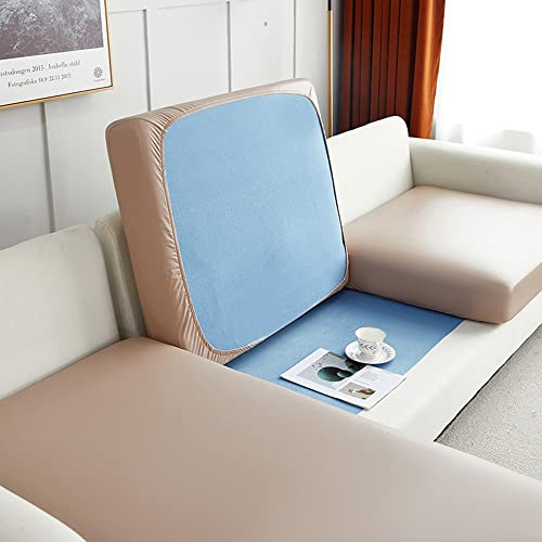 Elover Sofa Sitzkissenbezug,Sitzkissenbezug aus Kunstleder Stretch Wasserdichter Sitzkissenschutz, Elastischer Kissenbezüge, Husse Überzug Bezug Für Anti Katzen Scratch Sofa Sitzkissen