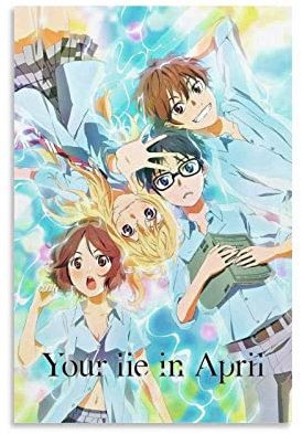 Your Lie in April Anime Poster für Schlafzimmer, Ästhetik, Bilddruck, Leinwandbild, 20 x 30 cm, ohne Rahmen