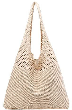 Retro-Häkel-Strand-Handtasche für Mädchen, hohl, handgewebte Tasche, Damen-Handtasche, grün, One Size