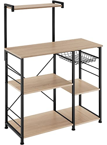 tectake® Estanteria Cocina con Estilo Industrial, Estanteria Pared Multifuncional, Mueble Auxiliar para Recibidores y Muebles de Salon - 90 x 40 x 131,5 cm Madera Industrial Clara, Roble Sonoma