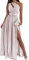 ORANDESIGNE Vestito da Cerimonia Donna Elegante Lungo Estivo con Payet da Sera Abito Swing Curvy Maxi Vestitino Cocktail Ballo Abiti Party Festa a Rosa M