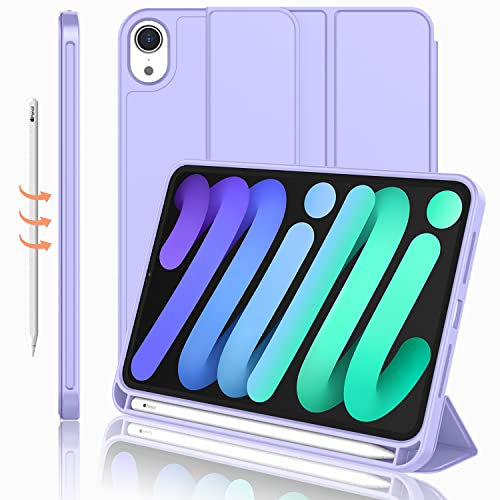 iMieet Funda para iPad Mini 7 2024 (A17 Pro), funda para iPad Mini 6 (8.3 pulgadas, modelo 2021), funda para iPad Mini 7ª/6ª generación con soporte para lápices, funda inteligente con soporte triple
