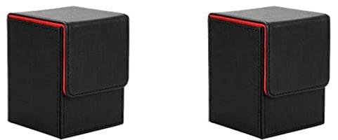 JiaoNe 2X Karten Etui Deck Box Karten mit Hüllen Deck Spiel Box für Yugioh Binder: 100+, Schwarz Rot