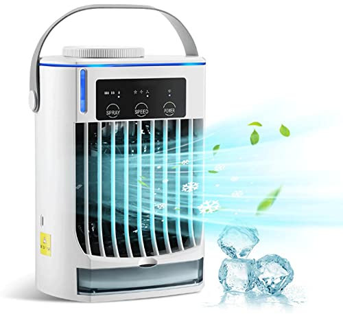 OWLEEN Petite Clim pour Chambre | 3 Niveaux de puissanc Clim Mobile sans Tuyau D éVacuation, USB Rechargeable Climatiseur sans Tuyau D éVacuation Bureau à Domicile Travail en Plein Air