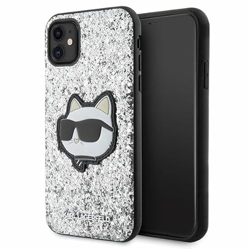 Karl Lagerfeld KLHCN61G2CPS Hülle für iPhone 11 / Xr 6.1 Silber hardcase Glitter Choupette Patch