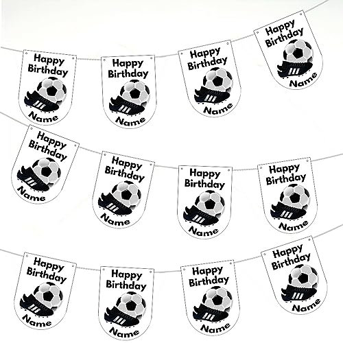 AK Giftshop Personalised Football Birthday Bunting Party Decorations Flags - 12pcs / 2.5m Ribbon