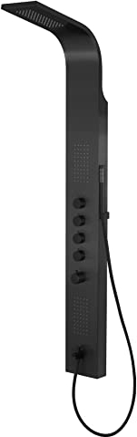 KOLMAN Duschpaneel Edelstahl mit Kopfbrause und Auslauf Schwarz SAMSARA Duschsystem Duschsäule