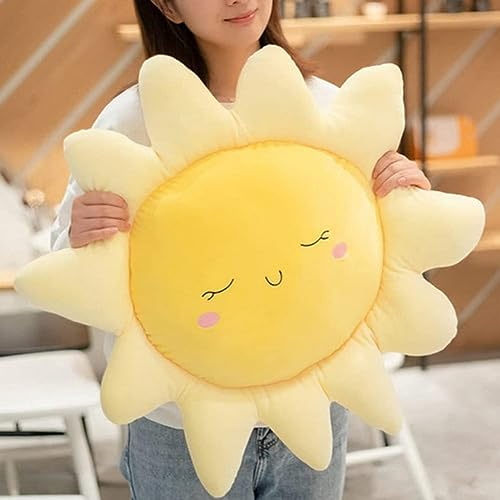 OUKEYI Cojín de felpa suave con forma de sol, cojín para silla, cojín de coche (58 cm)