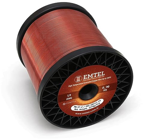 Emtel 0.90 mm – 2.250 gr – 383 meters Magnet Wire - Enameled Copper Wire for Electrical Motor Transformer Magnetic Coil 220°C (428°F) Thermal Class - Double Insulated Winding Wire