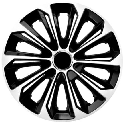 Luckyberg Radkappen 16 Zoll Strong | Radzierblenden 4er-Set für die meisten Automarken und Stahlfelgen, Zierkappen in vielen Farben. Felgenabdeckung für Autofelgen. (16 - SCHWARZ/Weiss)