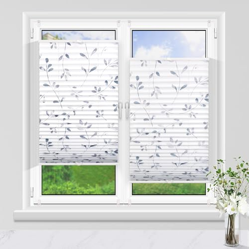 Allesin Plissee ohne Bohren Verdunkelung mit Muster Verdunklungsplissee Klemmfix, Weidenrute 40x100cm (BxH) Thermoplissee Blickdicht 100% Verdunklung für Fenster & Tür