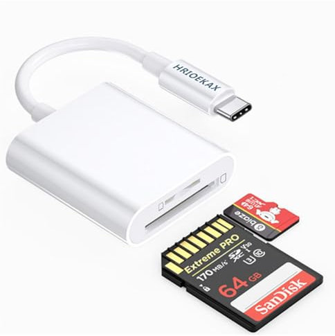 USB C SD Card Reader, 2 in 1 USB C to SD Card for iPhone 15/Mac/Laptop, Type-C Multiport Micro SD TF Camera Memory Adapter Compatible with iPad Pro/Air/Mini, Galaxy, Mac-Book Pro/Air