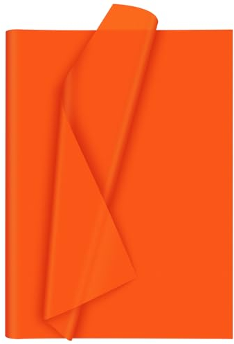 Morcheiong 60 Blatt Orange Seidenpapier, Kunst Geschenkverpackung, Seidenpapier Großpackung, für Bastelarbeiten, Blumen, Geburtstag, Halloween, Party, Festival (50 x 37 cm)