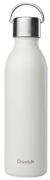 Qwetch - Trinkflasche 600 ml Edelstahl Grau Active - Thermosflasche aus 90% recyceltem Inox - 24h Kalt & 12h Heiß - Isolierflasche, Auslaufsicher, BPA-frei & Kompakt