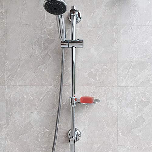 Barre Coulissante de Douche en Acier Inoxydable avec Installation par Poinçon et Angle Réglable à 360 Degrés, Comprend un Porte-savon, pour les Amateurs de Douche