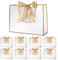 Geschenktüte mit Schleife,Geschenktüte Weiß,Geschenktaschen für Geburtstag, Hochzeit, Festivalfeier, Weihnachten,32 x 25 x 10cm, (Weiß, 8 Stück) (white-gold ribbon)