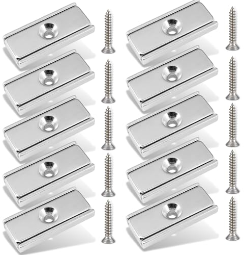 Neodym Magnete 30mm Magnetleisten - Manget 13Kg Stark mit Bohrung Senkung für M3 Schrauben - Magnetquader mit Loch zum Anschrauben [10 Stück]