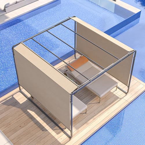 Sunshade grape trellis, Outdoor Pergola with Retractable Canopy Shades, Aluminum alloy frame, waterproof, Patio Metal Shelter for Porch Yard BBQ Beach Grape Trellis 8.2 x 8.2 FT,300cm