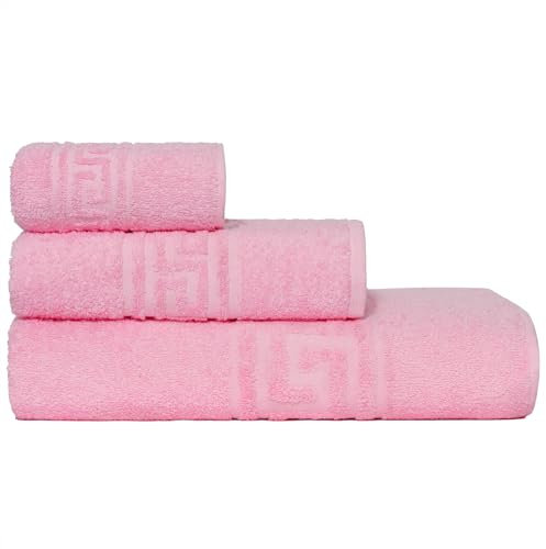 nice homeit runico Set Asciugamano Rosa in 100% Cotone Misura extra large- Set di Asciugamani per Bagno-Morbidi ed Altamente Assorbenti- Made in Italia