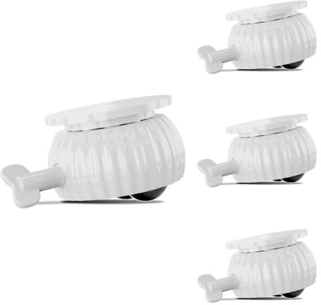 TRVL FIELDER Self Adhesive Caster Wheels, 360° Swivel Stem Casters for Furniture, Mini Universal Wheel with Brake for Small Kitchen Appliances, Trash Can, Storage Box (White, Black Caster, 4 PCS)