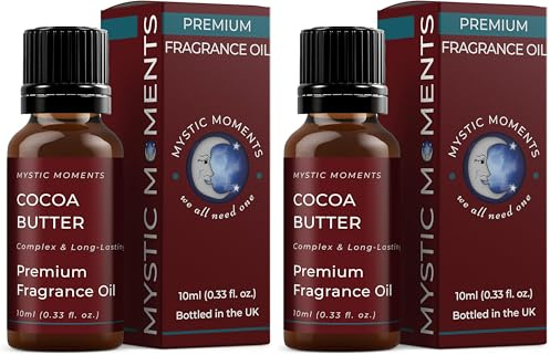 Mystic Moments | Cocoa Butter Fragrance Oil - 10ml - Perfect for Soaps, Candles, Bath Bombs, Oil Burners, Diffusers and Skin & Hair Care Items (Pack of 2)