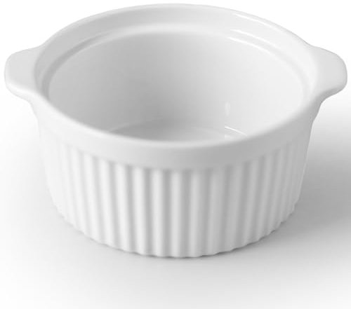 Cinf 946 ml Weiße Keramik Split Serve Rakemins 1 PACK Creme Brulee Set Separator Sauce Schalen Souffle Dish für Backen Backofen sicher bis 260C, Weiß