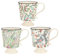 Ceramic Coffee Mugs Set of 3, Large Capacity 12.6oz/360ml Mug with Unique Handle, Fashion Style Ceramic Mug with Bird and Flower Patterns, Ideal for Milk, Tea, Coffee, Latte, Hot Chocolate and More