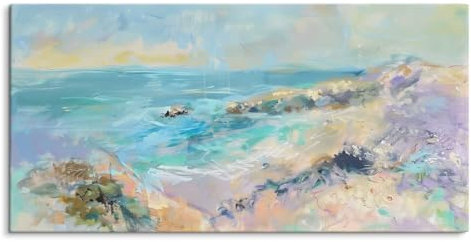 Paul Sinus Sanfte Meeresbrise Pastellfarbenes Leinwandbild im Format 120x60 cm für ein harmonisches Ambiente