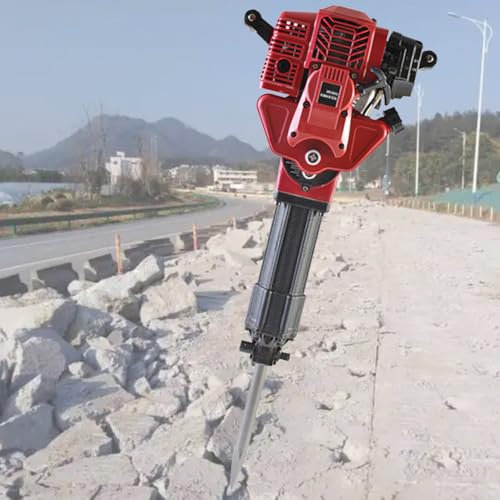 YXFAZPP Hammer Demolition,Concrete Breaker with 2 Chisels,2 Stroke 52cc Demolition Hammer Set,1700w Gasoline Rock Drill,Concrete Breaker Tool