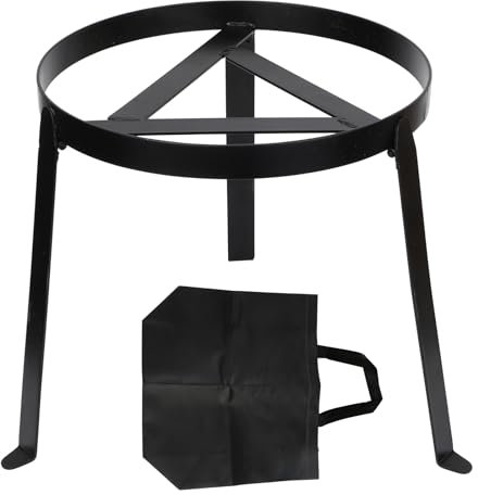 Camping Stativ, Zusammenklappbar Lagerfeuer-Stativ Feuerstellenständer Robust Offenes Feuer Kochständer Tragbar Faltbar Kochgeschirrständer für Outdoor Gusseisen Dutch Oven Grill, Schwarz